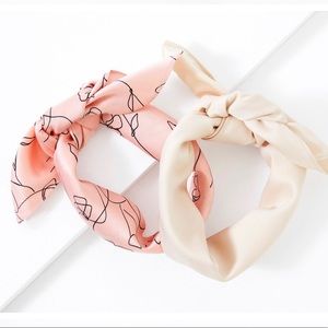 Lark & Ives Hair Scarves NEW Ivory and Coral Floral Print